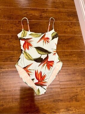 Tommy Bahama Tropical Floral One-Piece Swimsuit - Mint & Orange